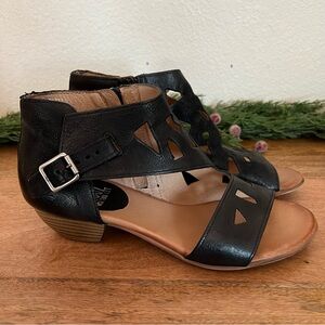 Miz Mooz Leather Cut-Out Sandals Current Black Size 9